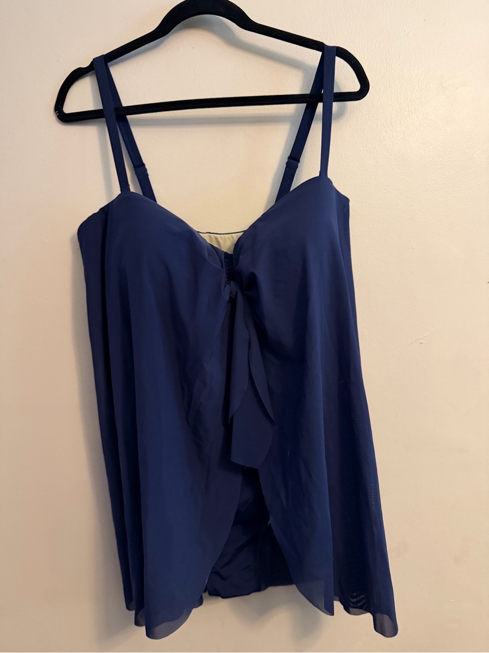 Navy Blue Chiffon Tie-Front Swimsuit